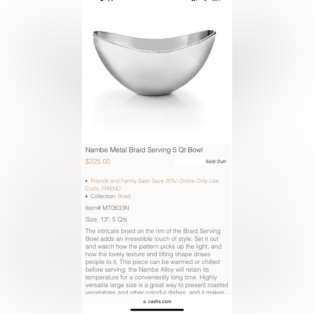 Nambe Large Bowl